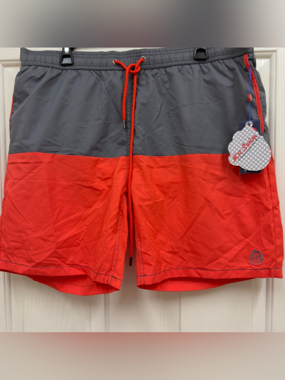 NWT Men's Mr. Swim Two-Tone Swim Shorts - coral & stone size XXL